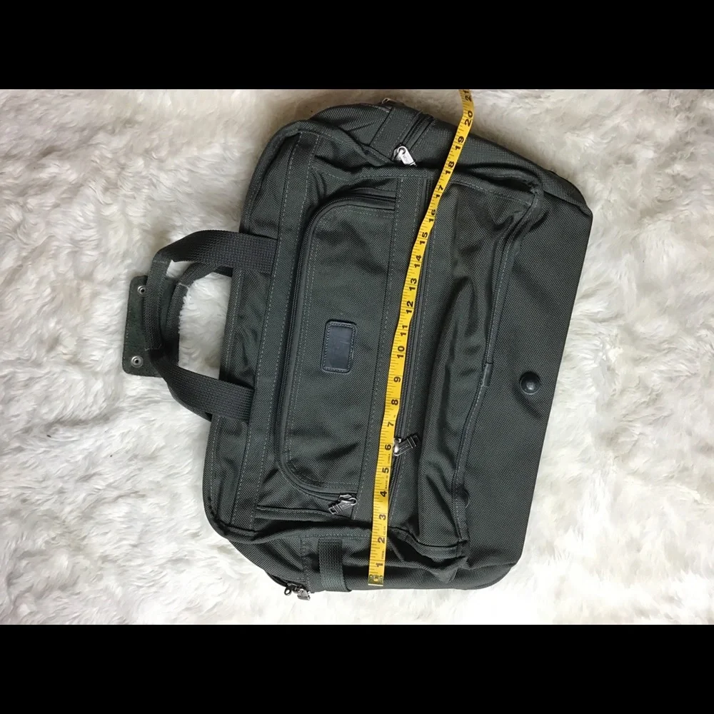 Tumi army green laptop bag